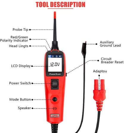 Autel PowerScan PS100 zondas ir ekranas