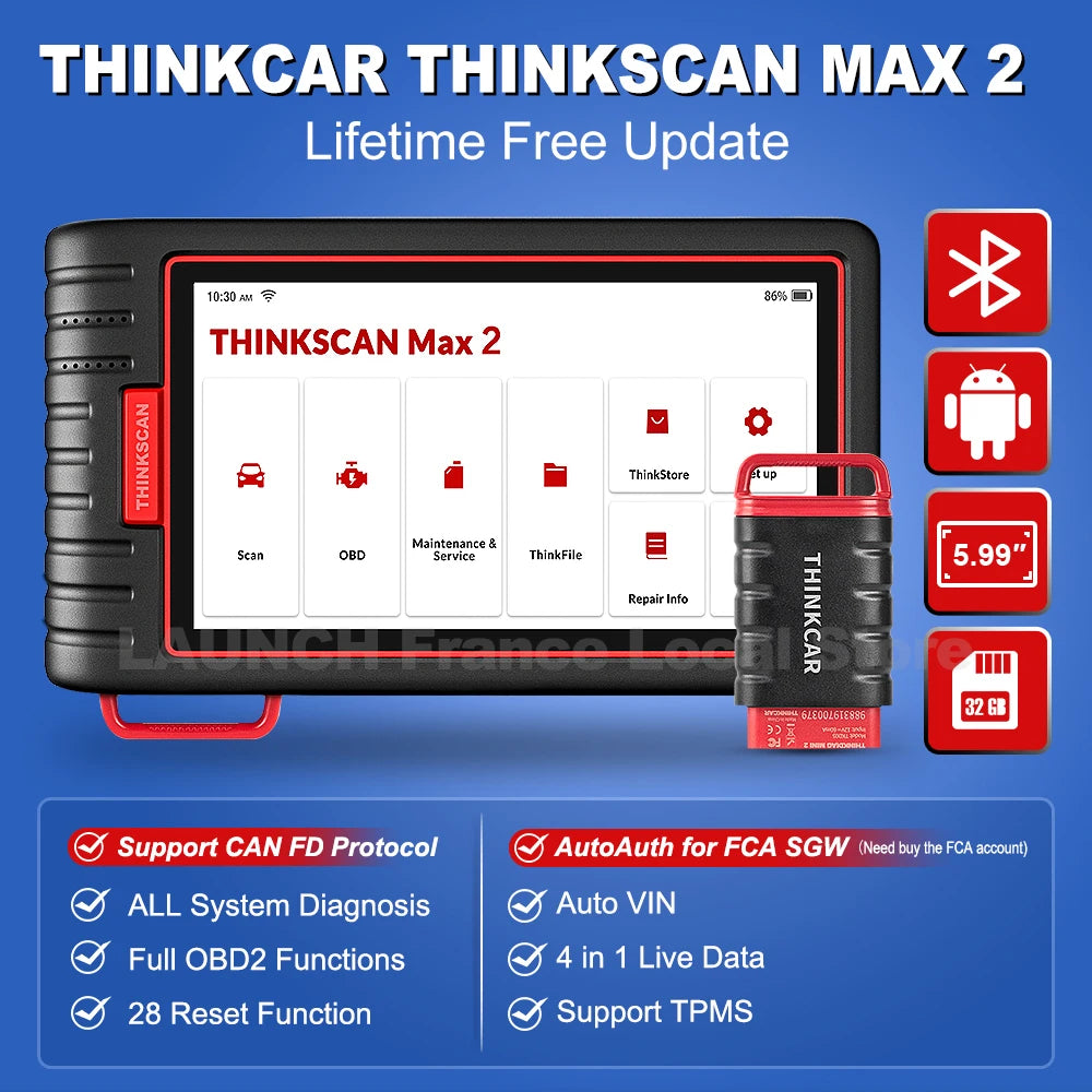 THINKCAR ThinkScan Max 2 priežiūros funkcijos