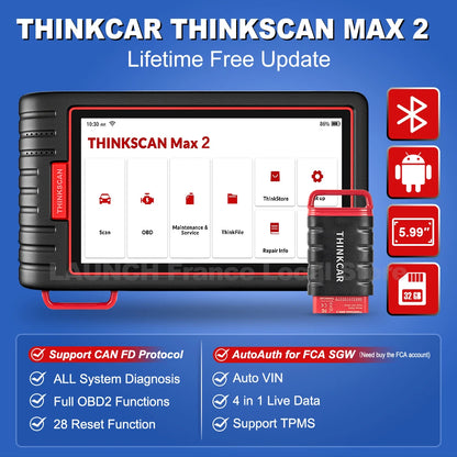 THINKCAR ThinkScan Max 2 priežiūros funkcijos