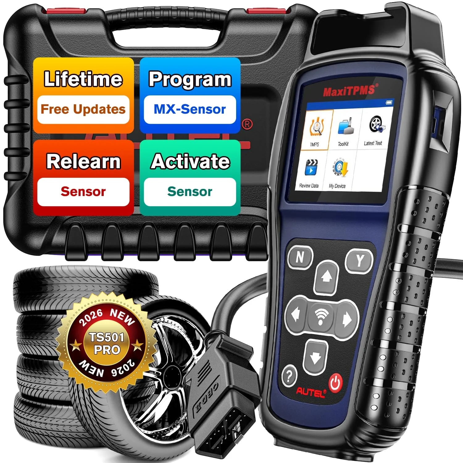 Autel MaxiTPMS TS501 PRO su transportavimo dėklu ir OBD laidu
